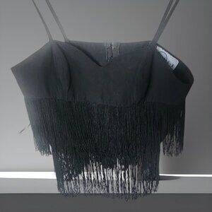 Black Asymmetrical Embellished Camisole